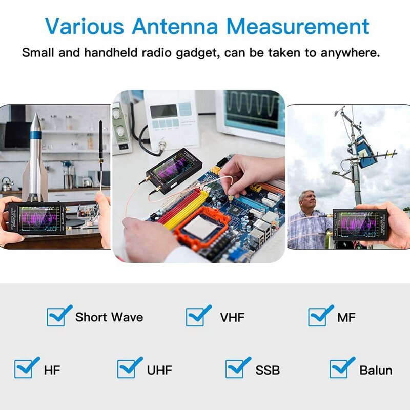 NanoVNA-F 50 Rede Vetorial Analisador de Antena UHF 1000-4.3 MHz Polegada IPS LCD + RF Kit de Demonstração Portátil Handheld Analisador de Antena