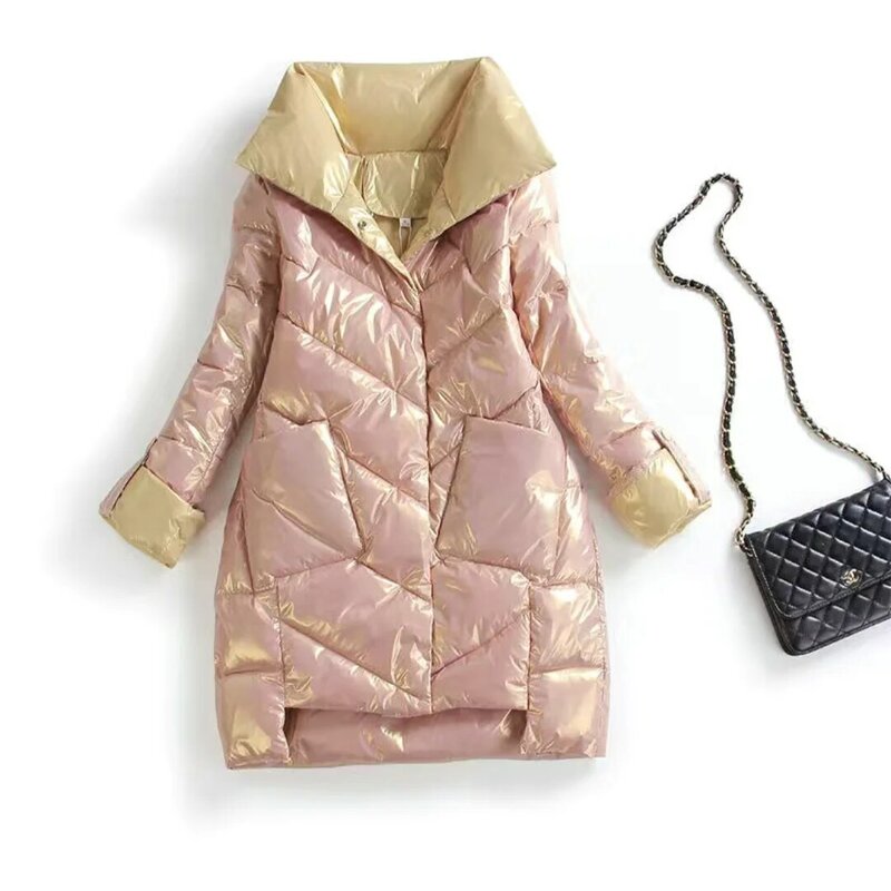 Зимние женские куртки, теплое пальто с длинным рукавом, парка, Женская портативная верхняя одежда, хлопковая подкладка, модная одежда с воротником, пальто из овечьей шерсти