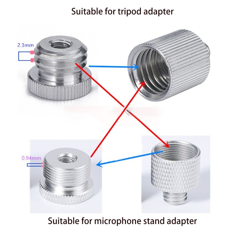 Adaptador de 5/8 "a 1/4" Compatible con nivel láser de rosca 1/4 y telémetro de 5/8 ", soporte para trípode, adaptador de soporte para micrófono