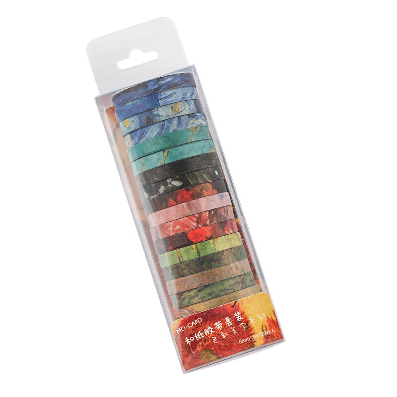 Rubans adhésifs décoratifs multicolores pour scrapbooking, papier japonais, autocollant de papeterie, autocollant d'étiquette, Washi, paquet de 20 pièces
