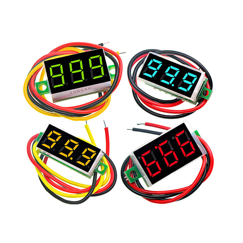 Voltmètre numérique LED pour voiture, testeur de tension d'alimentation mobile, détecteur automatique, rouge, vert, bleu, DC, 0-0.28 V, 0.36 pouces, 100 pouces, 12V