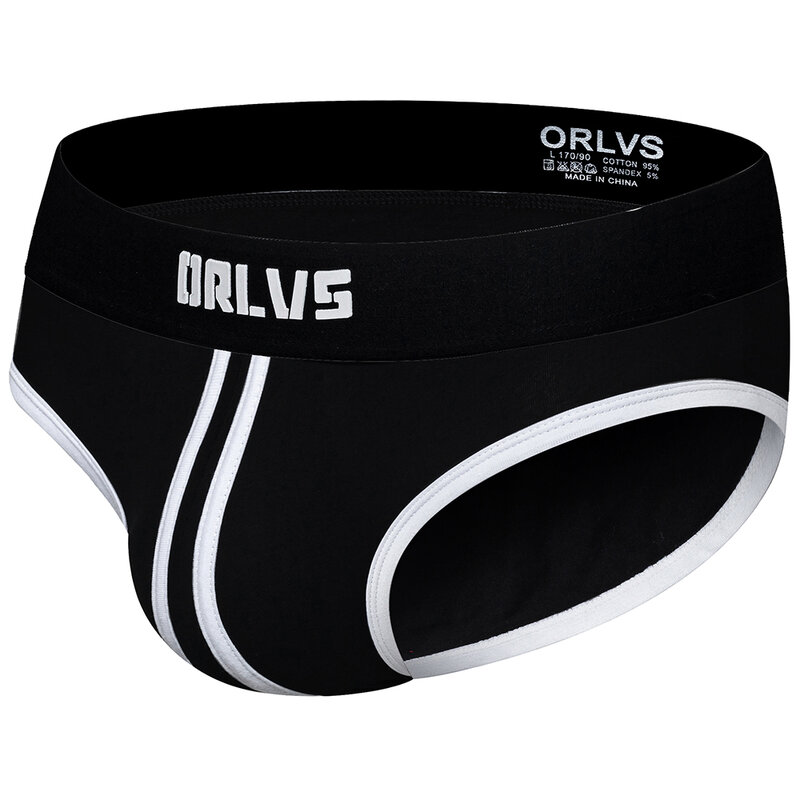 ORLVS Men's  Briefs Underwear Men Sexy Jockstrap Pouch Cuecas Man Cotton Panties Thongs Mesh Underpants Gay Slip Homme Srting
