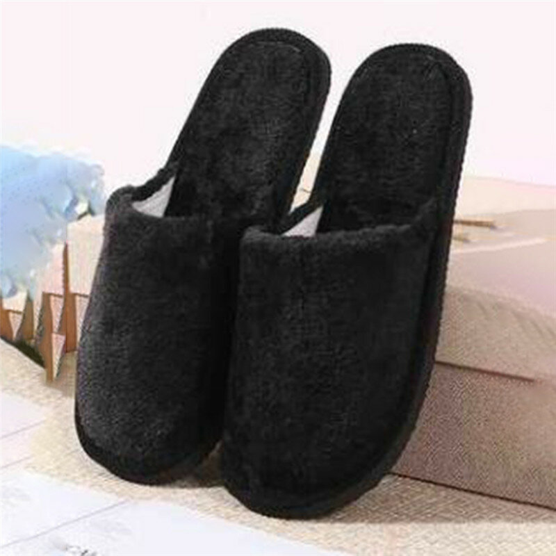 Sandal Rumah Wanita Sepatu Mewah Berbulu Hangat Musim Gugur Musim Dingin Lampu Kamar Tidur Dalam Ruangan Sandal Katun Pasangan EVA Flip Flop Lembut Solid