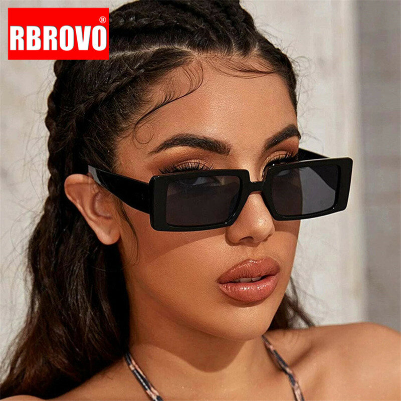RBROVO Kacamata Hitam Retro Persegi 2023 Kacamata Hitam Antik untuk Wanita/Pria Kacamata Merek Mewah Wanita Oculos De Sol Kecil