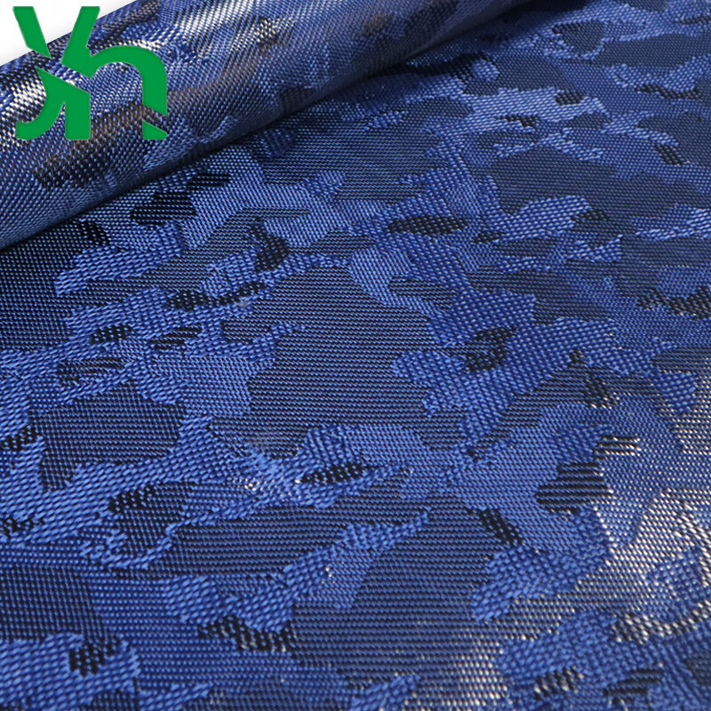Tela de fibra de carbono con patrón de camuflaje azul 3K210, adecuada para decoración personalizada de partes externas de camionetas