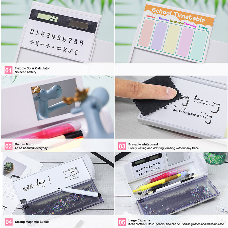 Nbx Whiteboard Gum Transparante Staande Anime Potlood Pen Case Kawaii Briefpapier Pencilcase Schoolbenodigdheden Voor Meisjes Jongen 2021