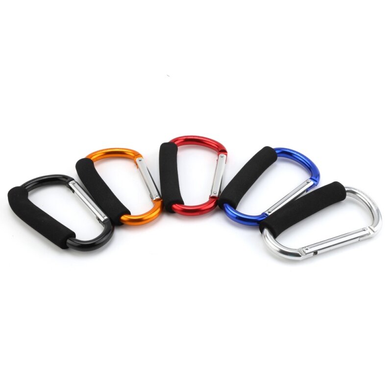Large D-shape Aluminum Alloy Carabiner Quick-release Soft Handle  Camping Buckle Hook Outdoor Keychain Carabiner Clip