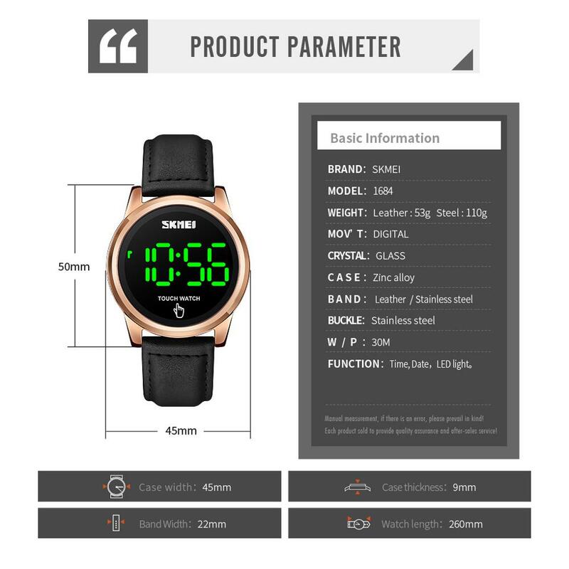 SKMEI-relojes deportivos para Hombre, pulsera electrónica Digital táctil, de lujo, a la moda, resistente al agua
