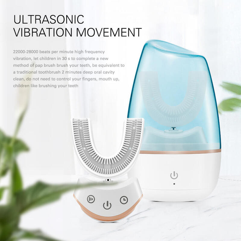 360 Degree Sonic Electric Toothbrush Automatic Silicone Ultrasonic Electronic Tooth Brush USB Rechargeable 3 Mode Blue Light