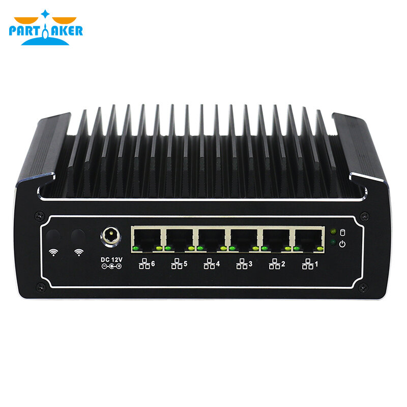 Partaker 6 Lans Mini Sever 8th Gen Kaby Lake R Intel i7 8550U Quad Core Fanless Firewall PC Network Router Support I211-AT Lan