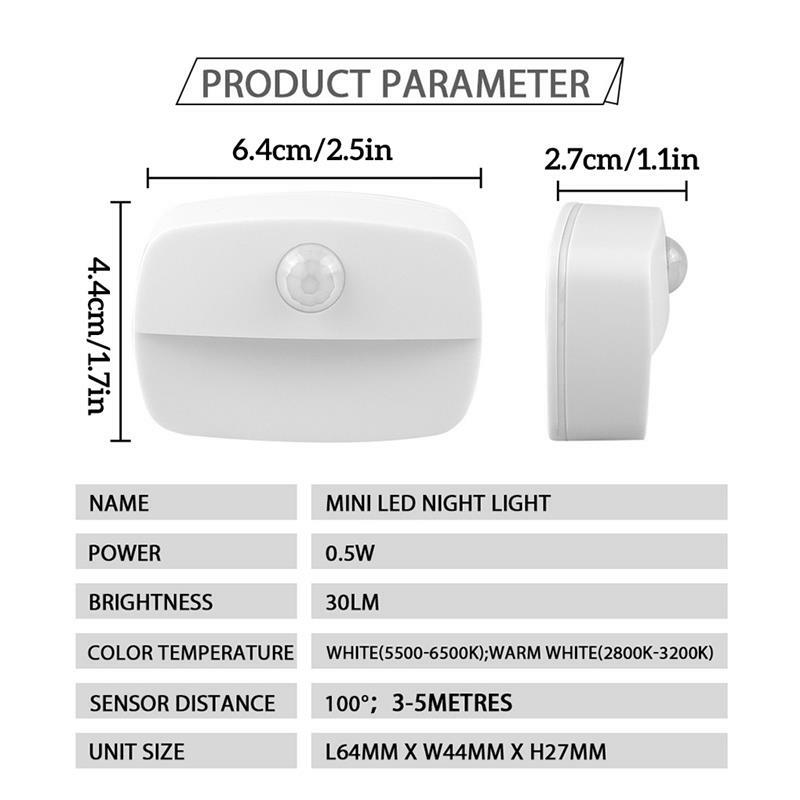 Luz LED nocturna de 1 piezas, luces inalámbricas con Sensor de movimiento, para pasillo, armario, escalera, habitación, armario, lámpara nocturna de ahorro de energía
