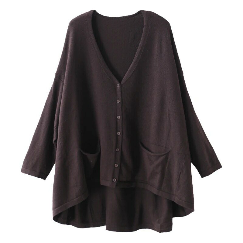 Sweat-shirt ample de style coréen pour femmes, grande taille, littéraire, col en v, couleur unie, sauvage, décontracté, printemps, 2020