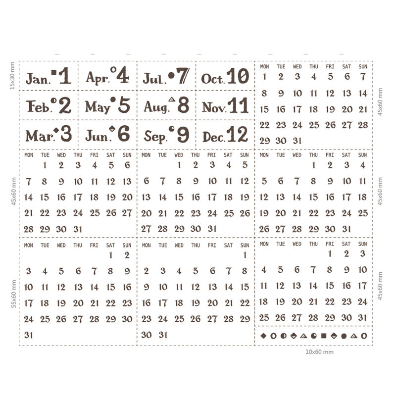 Yoofun-conjunto de selos de madeira para calendário permanente, 20 peças, decoração, diário, faça você mesmo, estampa padrão
