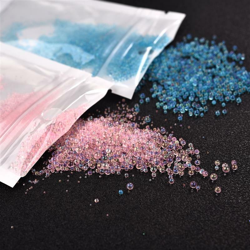 10 g/pacco 0.4-3mm Mini Bubble Ball Beads Tiny Glass Bead per stampo in Silicone resina UV riempitivo epossidico resina riempimento fai da te Nail Art Decor