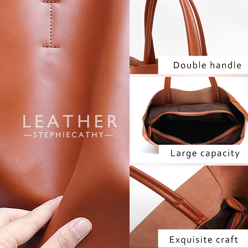 SC-Sacs fourre-tout en cuir de vachette pour femmes, sacs à main en cuir de vachette de créateur, sacs initiés, sac de doublure de grande capacité, marque de luxe, mode féminine
