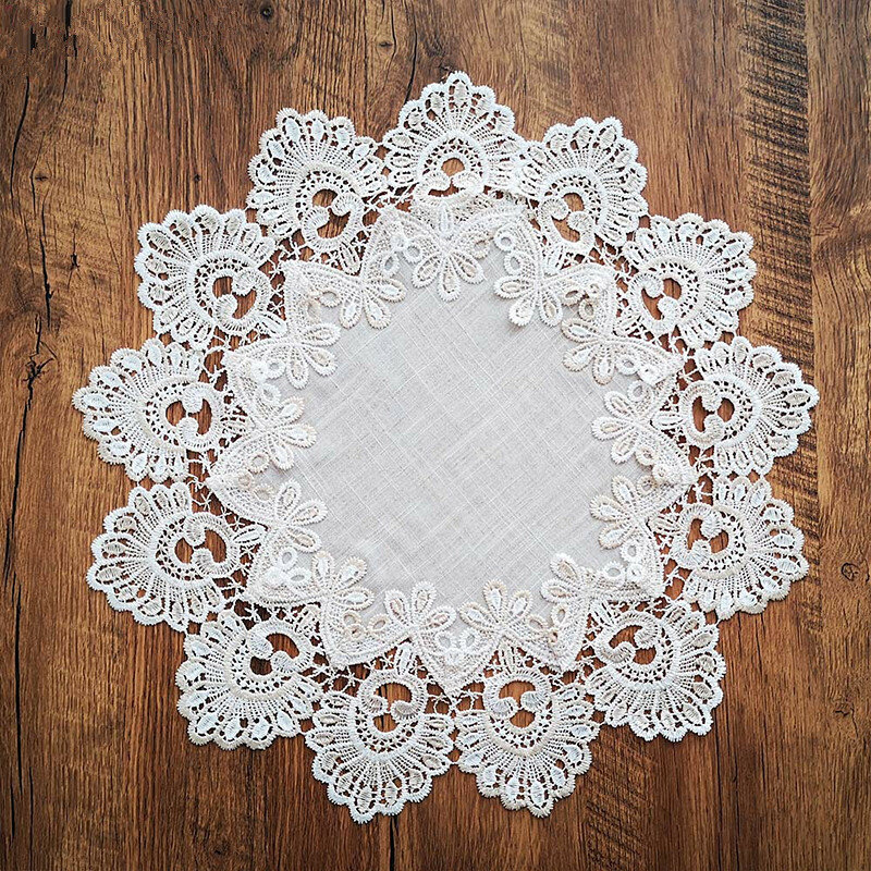 Modern High-quality Linen Lace Trim Round Tablecloth Bedroom Balcony Small Table Cover Cloth Kitchen Tapete Party Decoration