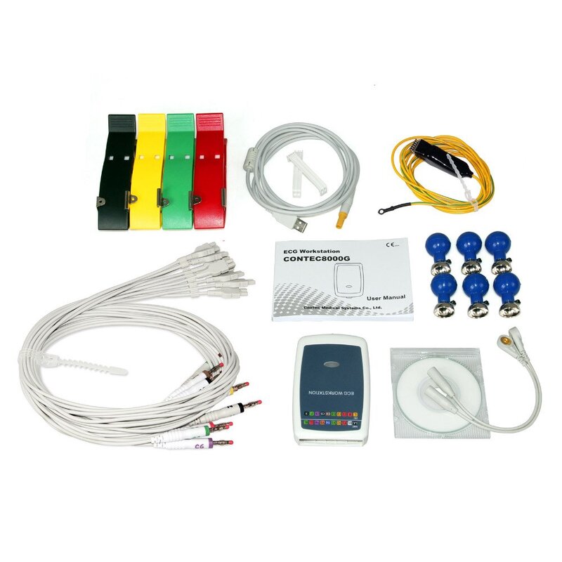 CONTEC-Estación de trabajo ECG portátil, sistema EKG, Software de reposo de 12 conductores (descarga en línea), máquina EKG Base, precio de promoción