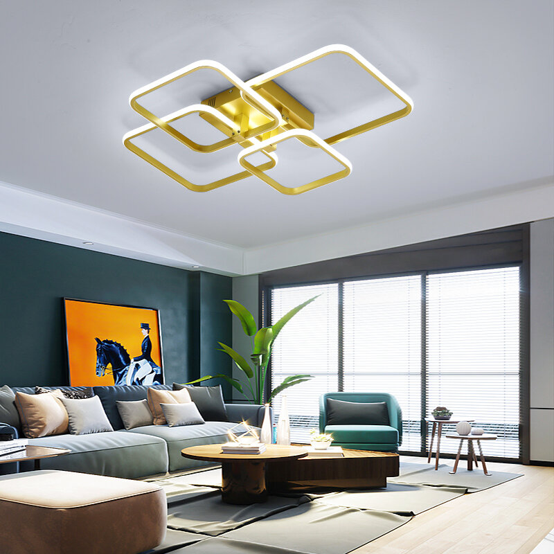 Candelabros Led modernos para sala de estar, luces de dormitorio, lámpara de techo de color dorado, accesorios de 90-260V