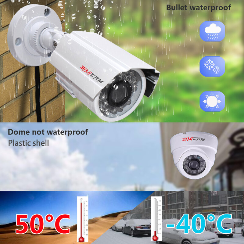Sistema de Câmera de Segurança intempéries, Gravador DVR, Vigilância Interior e Exterior, 1080p, AHD 1080p, 8 canais, 4 canais, 2 pcs, 4 pcs, 6 pcs, 8pcs, 2MP