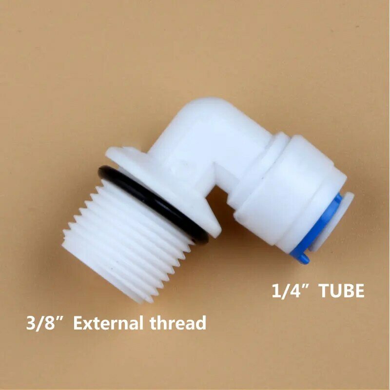 3/8" External Thread to 1/4" Tube Pipe  With Sealing Ring 4046 Elbow Diaphragm Booster Pump Quick Connector Filter RO Water