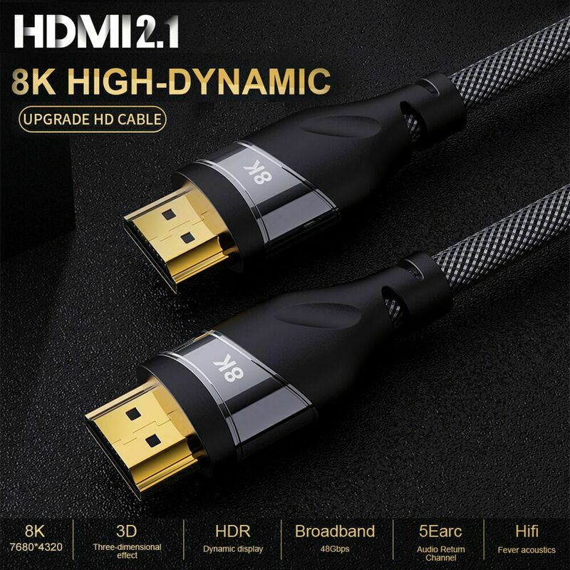 HDMI 2.1 video Cable Copper 8K@60 HZ 4K@120HZ UHD HDR 48Gbps cable HDMI Converter for PS4 HDTVs Projectors High Speed 8K 2M 3M