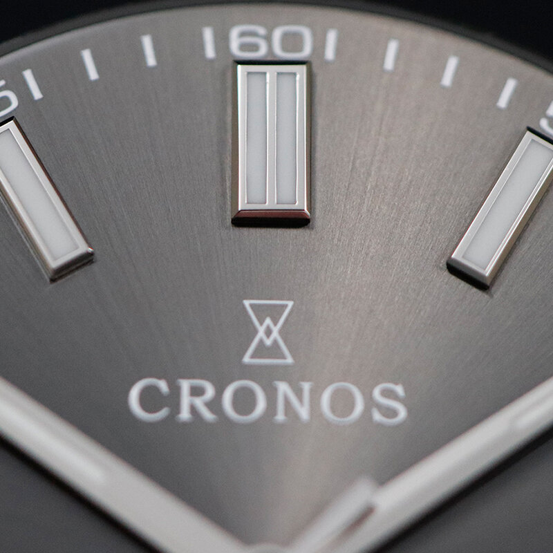 Cronos Date Luxe Jurk Horloge Voor Heren Roestvrij Staal 5 Schakels Armband Koper-Nikkel Platina Pvd Bezel 100M Waterdicht