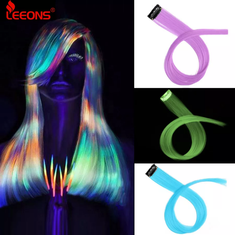 Synthetische 50Cm Regenboog Kleuren Een Clip In Hair Extensions Straight Lange Synthetische Voor Vrouwen Haar Stuk Blauw Roze Paars rood 12G