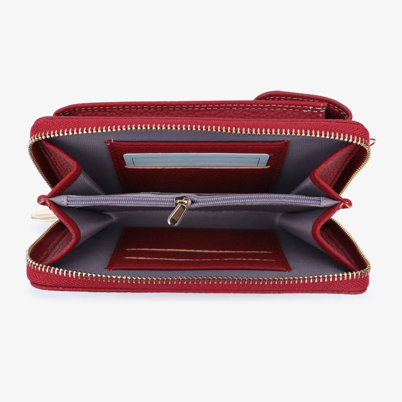 Mode Große Kapazität Telefon Geldbörse Brieftasche für Frauen PU Leder Einfarbig Umhängetasche Kleine Umhängetasche Handtasche Pack