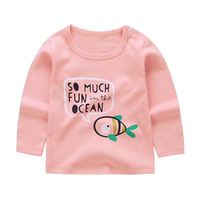 19 New Baby Clothing Kids Fashion Casual Long Sleeve Tshirt Cotton Baby Boys Girls Print Wear
