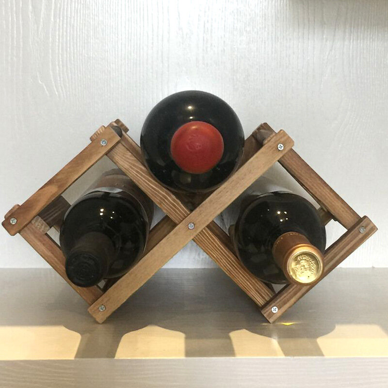 Kayu Rak Anggur Rumah Tangga Lipat Botol Anggur Rak Penyimpanan Rumah Dekorasi