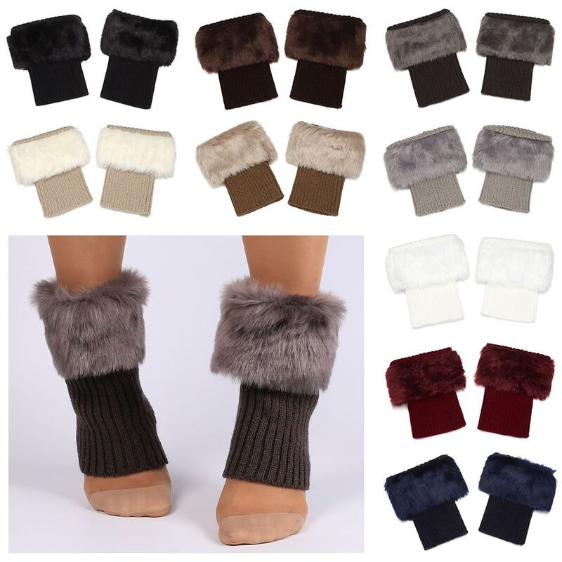 Однотонные зимние женские гетры, носки, гетры для ботинок, вязаные носки для ботинок