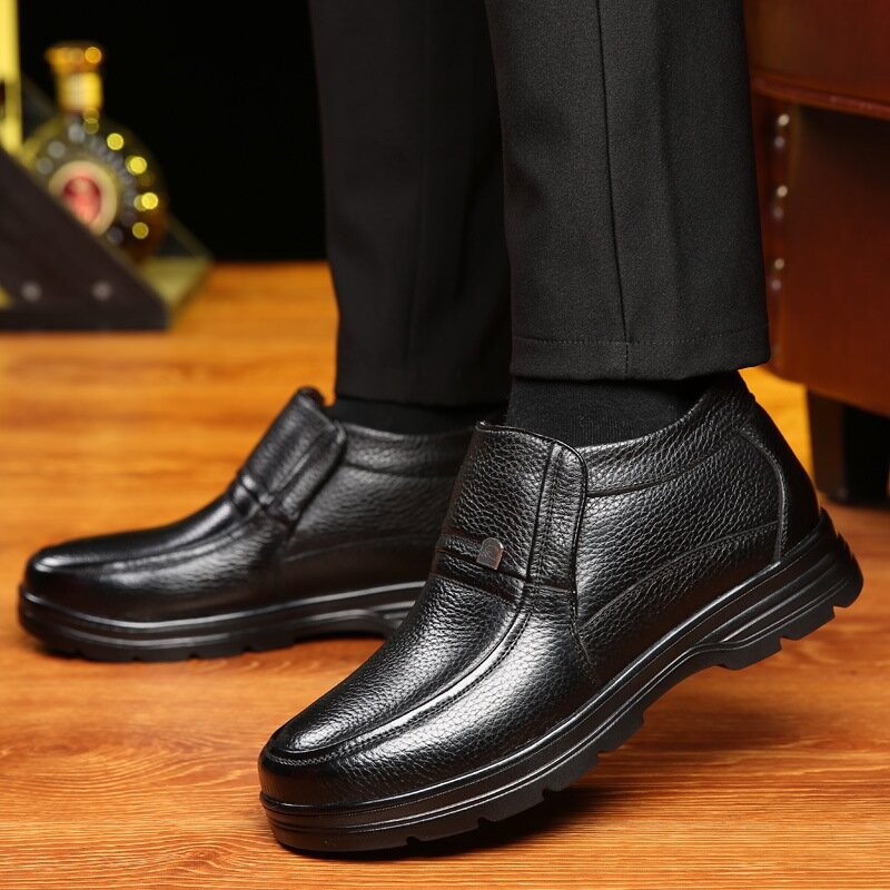 36~48 natural wool winter boots men warmest comfortable leather men winter shoes #HQN8812