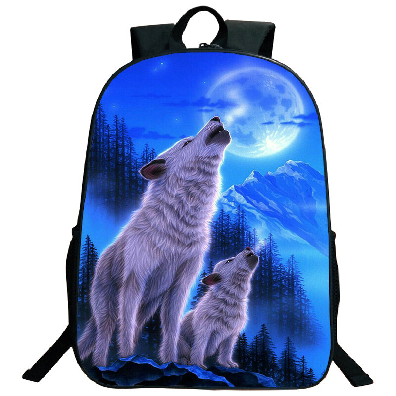Mochila escolar de lobo a la moda para niños y niñas, morral informal para diario, mochila para portátil