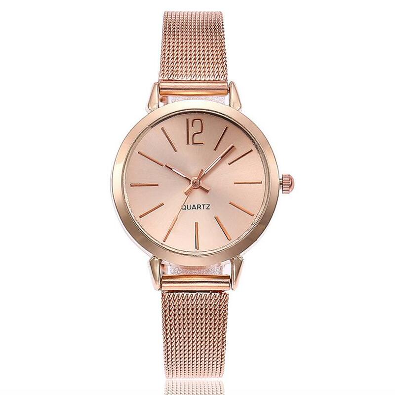 Moda kobiety zegarki damskie zegarki luksusowe różowe złote zegarki kobiety siatka ze stali nierdzewnej zespół kwarcowy na rękę reloj mujer