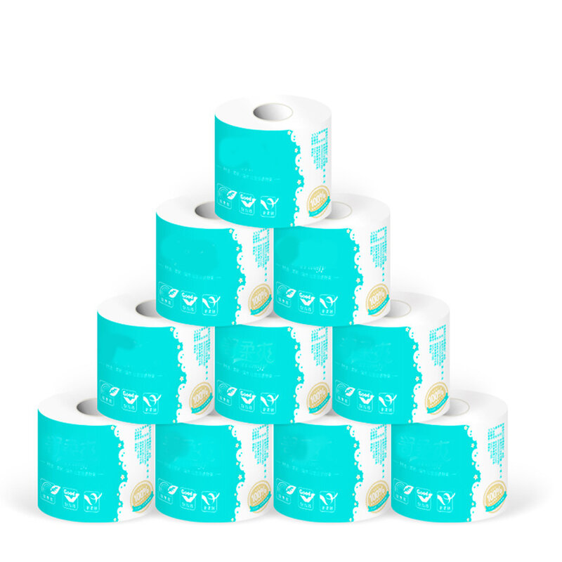 10 Rolls 4-layer For Home Hotel Toliet White Toilet Paper Pattern Core Roll Paper Bathroom Tissue Towel Accessories