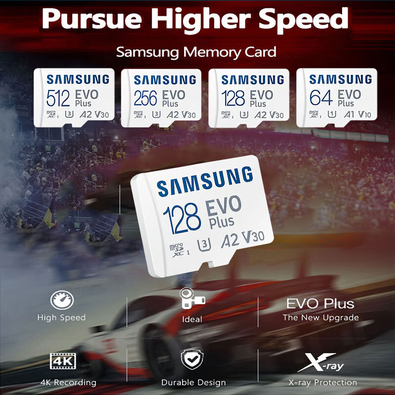 SAMSUNG EVO + Micro SD 32G SDHC 80 Mb/s Kelas Class10 Kartu Memori C10 UHS-I TF/Kartu SD trans Flash SDXC 64GB 128GB