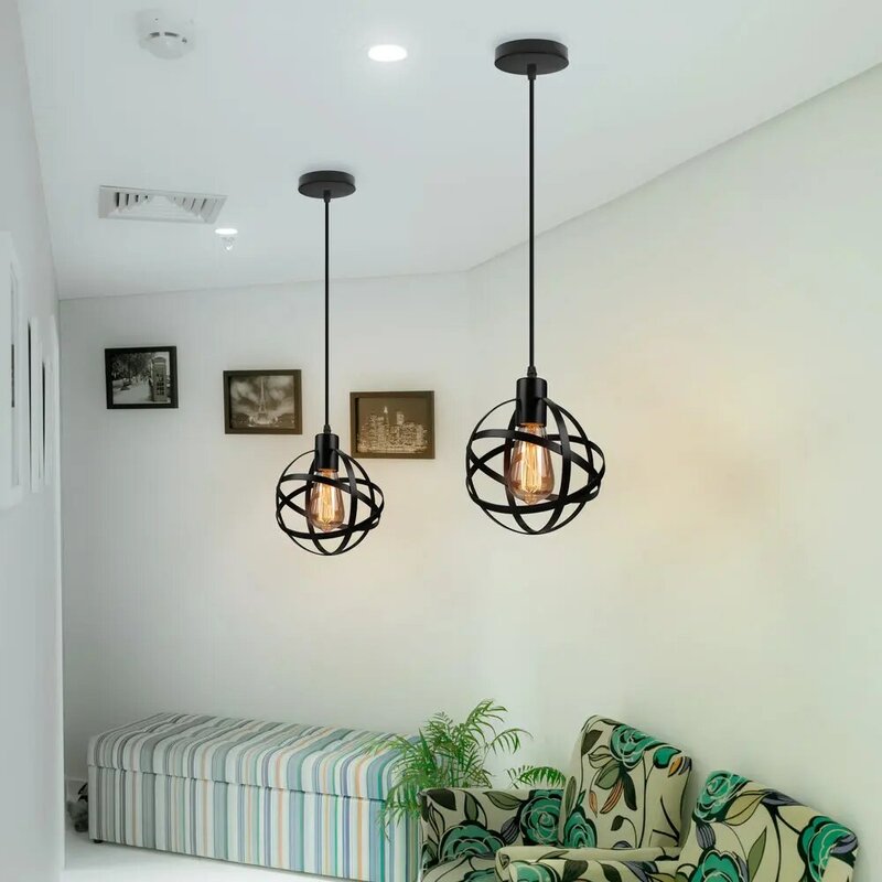 Retro Loft Industrial Iron Hanging Lights E27 Led Black Pendant Lamp for Home Living Room Bedroom Kitchen Restaurant 110V 220V