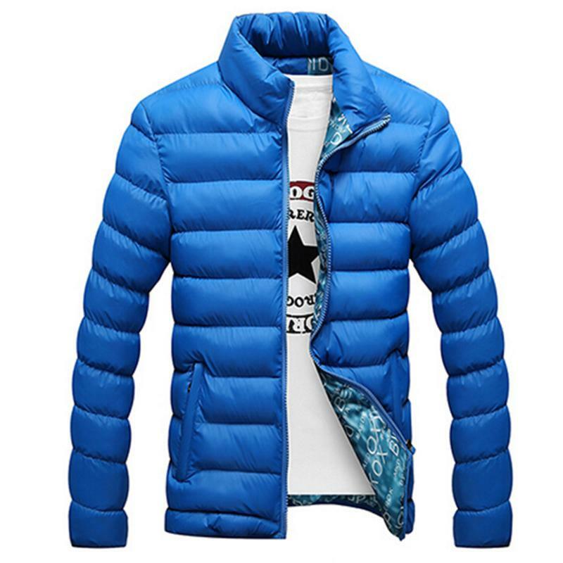 Jaket Musim Dingin Pria Kasual Kerah Berdiri Mode Baru Jaket dan Mantel Pria Jaket Warna Solid Berlapis Kapas 5XL untuk Mantel Pria