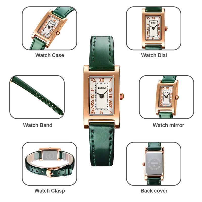 SKMEI-Montre à quartz en cuir pour femme, montre-bracelet pour femme, bracelet habillé décontracté, design original, marque de luxe, nouveau, 2021