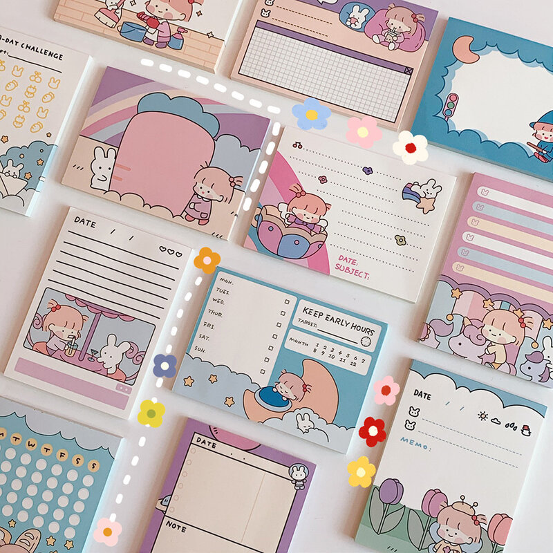 50sheets Cute Cartoon Decoation Memo Pad Kawaii DIY Scrapbooking Deco Memo Pads Creative School Message Note Stationery Supplies