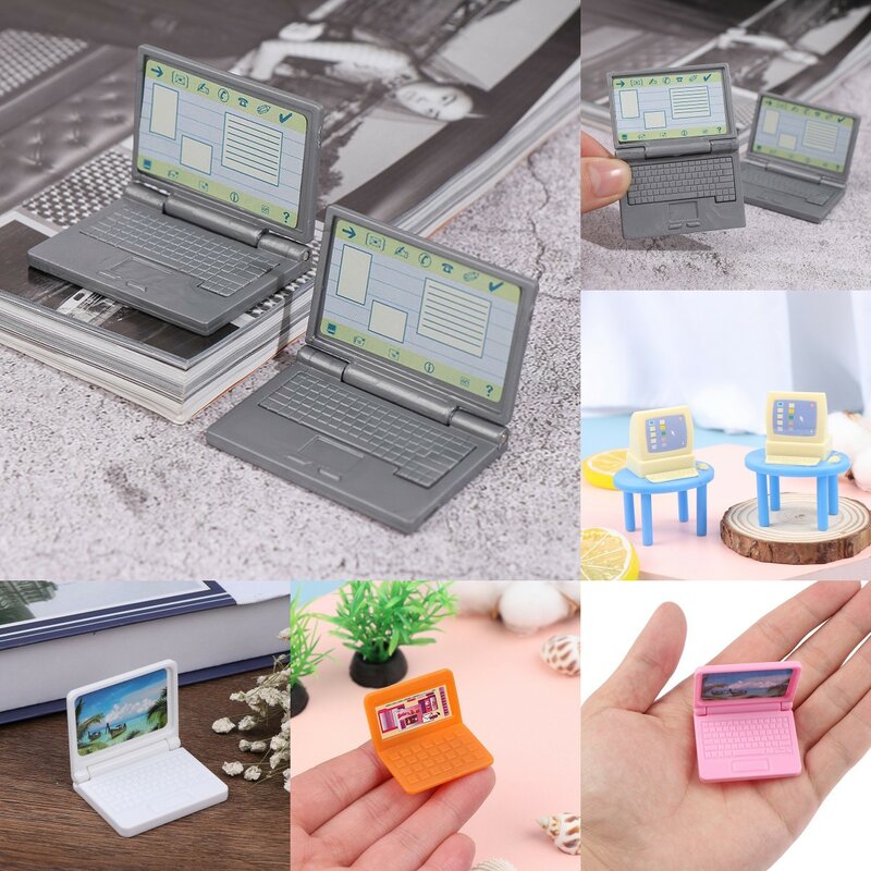 인기! 귀여운 시뮬레이션 미니 노트북 컴퓨터 DIY 1:12 인형의 집, 미니어처 패션 공예 인형의 집 장식 Diy 액세서리