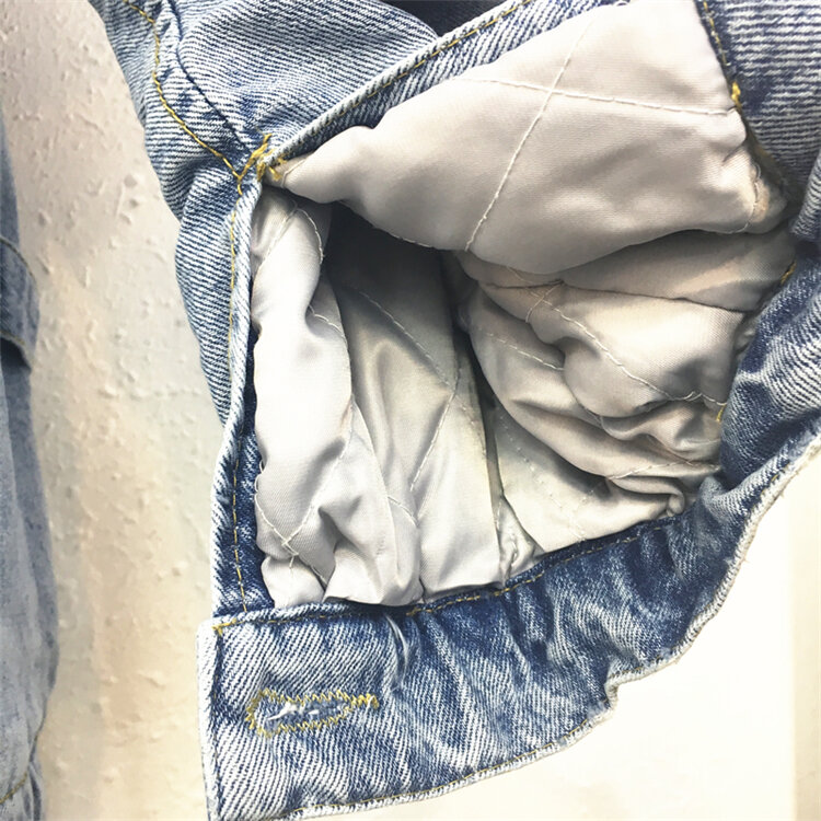 Женская зимняя джинсовая куртка, теплая Толстая Съемная куртка с воротником из натурального меха лисы, новинка 2023