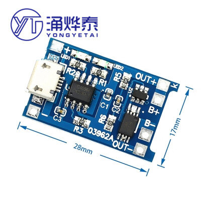 YYT Lithium Battery Charging Board, 18650, 3.7V, 3.6V, 4.2V, 1A, Overshoot e overdischarge Proteção