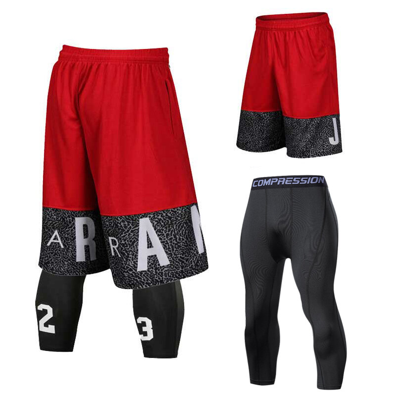 Celana Olahraga Lari Ketat Pria Legging Jogging Gym Celana Pendek Sepak Bola Basket Celana Ketat Fitness Set Pakaian Olahraga Luar Ruangan