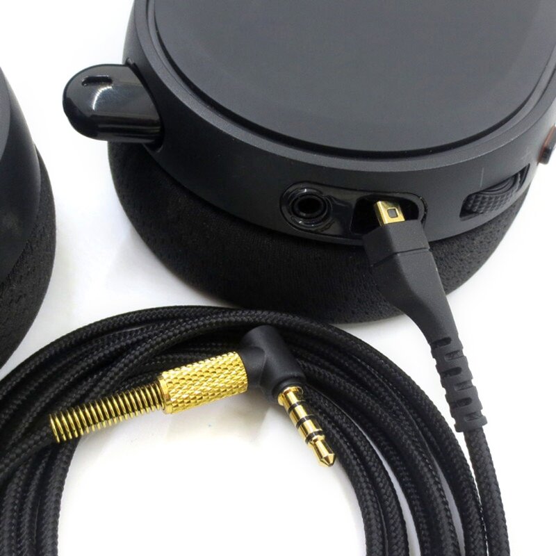 Headset Gaming nilon 2023mm pengganti baru 3.5 kabel Audio untuk steelseries Arctis 3/5/7/Pro untuk laptop2m panjang