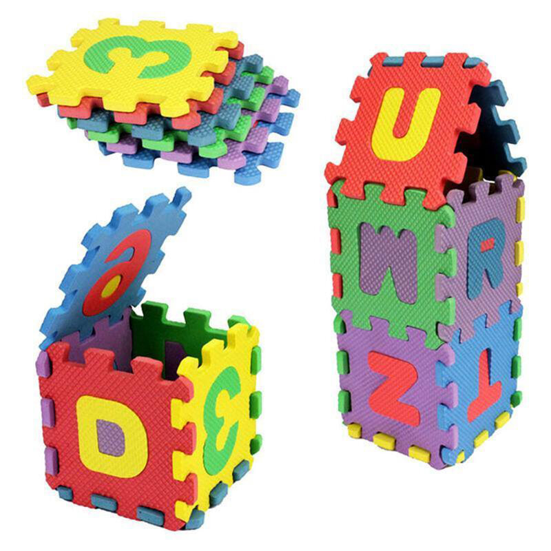 36 개/대 어린이 키즈 참신 알파벳 번호 EVA 폼 퍼즐 학습 매트 장난감