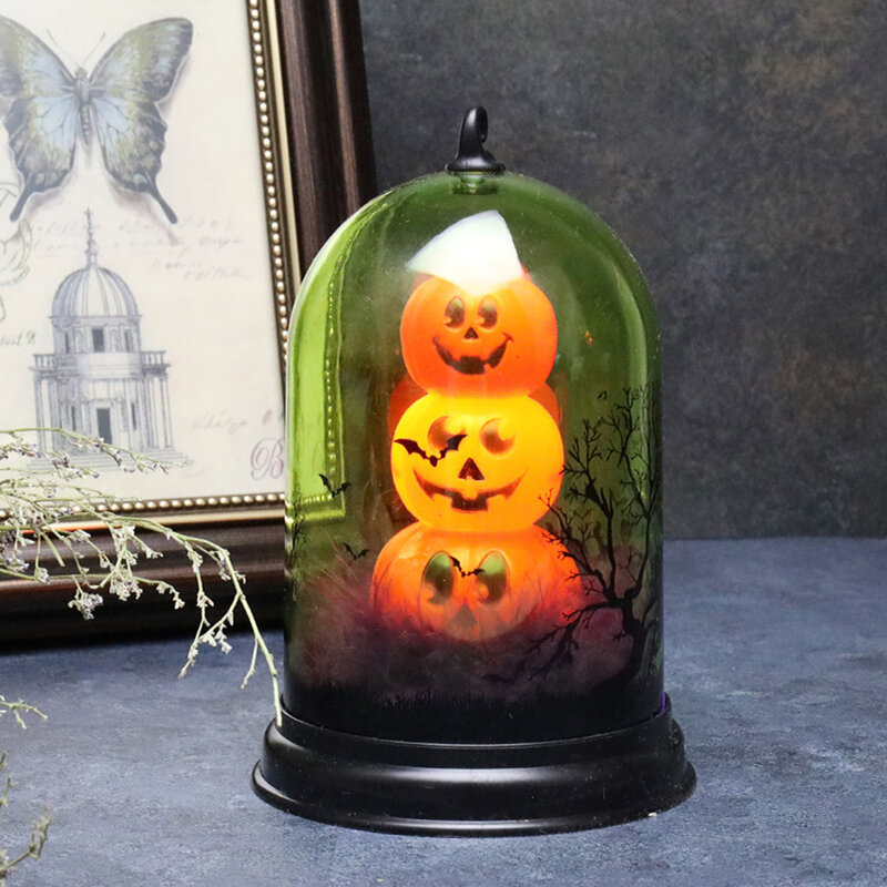 Halloween dekorasi kerangka lilin lampu lentera labu, LED bertenaga baterai lampu gantung untuk luar ruangan, taman, dalam ruangan