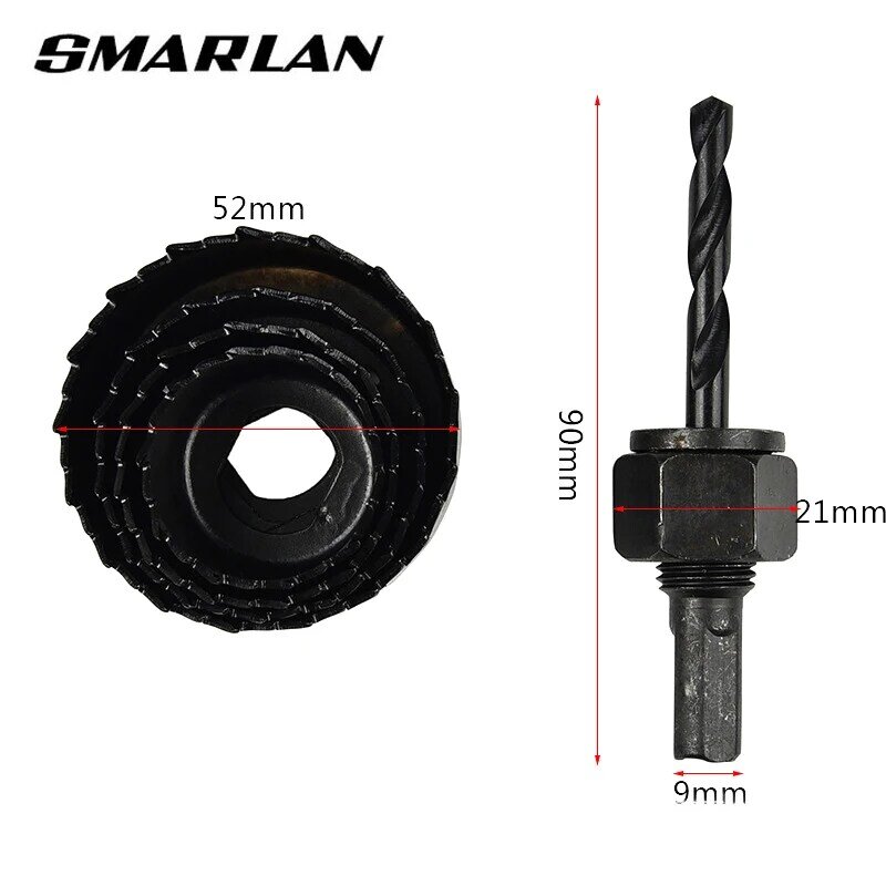 SMARLAN-Scie cloche en bois bimétallique, outil de bricolage, foret de coupe, ensemble d'accessoires pour le travail du calcul, 31mm, 36mm, 43mm, 52mm, 5 pièces