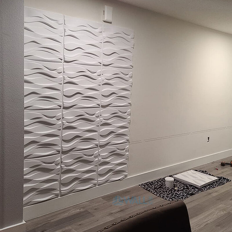 Painel de parede 3D linhas onduladas adesivo, Art Wallpaper Mural, Diamond Design, Mold 3D, Sala estética, 50cm, 12pcs