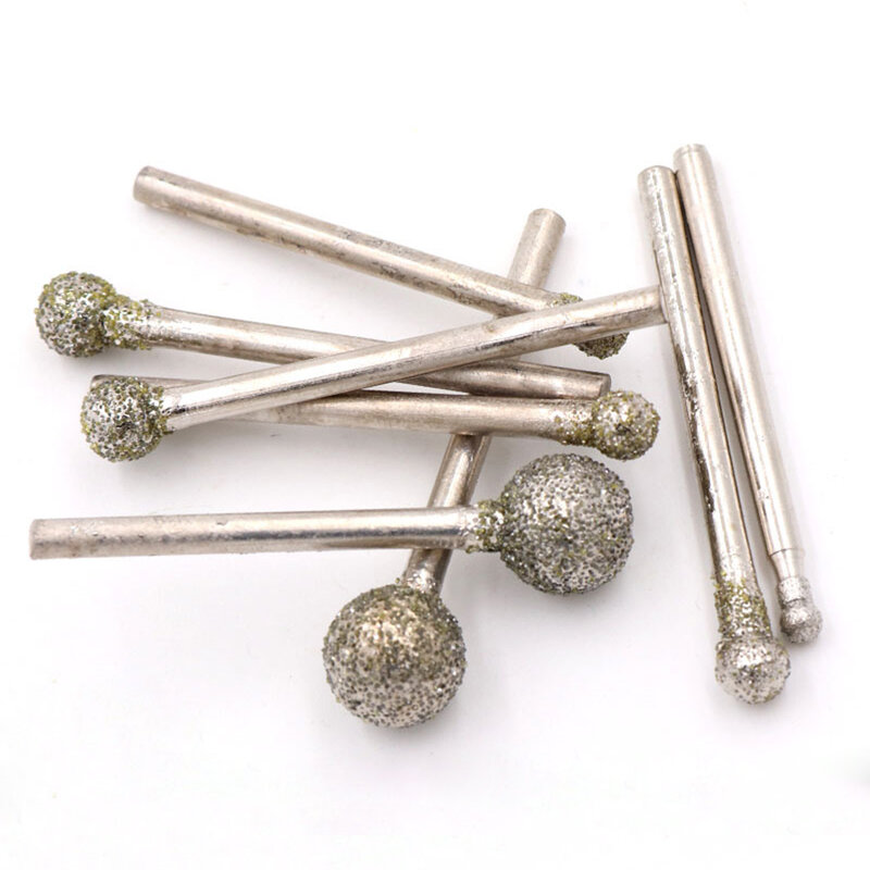 Lot de 5/10/20 pièces de mèches de meulage diamantées rondes, 3mm-10mm, tige 2.35/3mm pour Dremel, grain 60